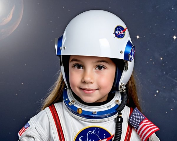 Portrait of a Young Girl in an Astronaut Suit