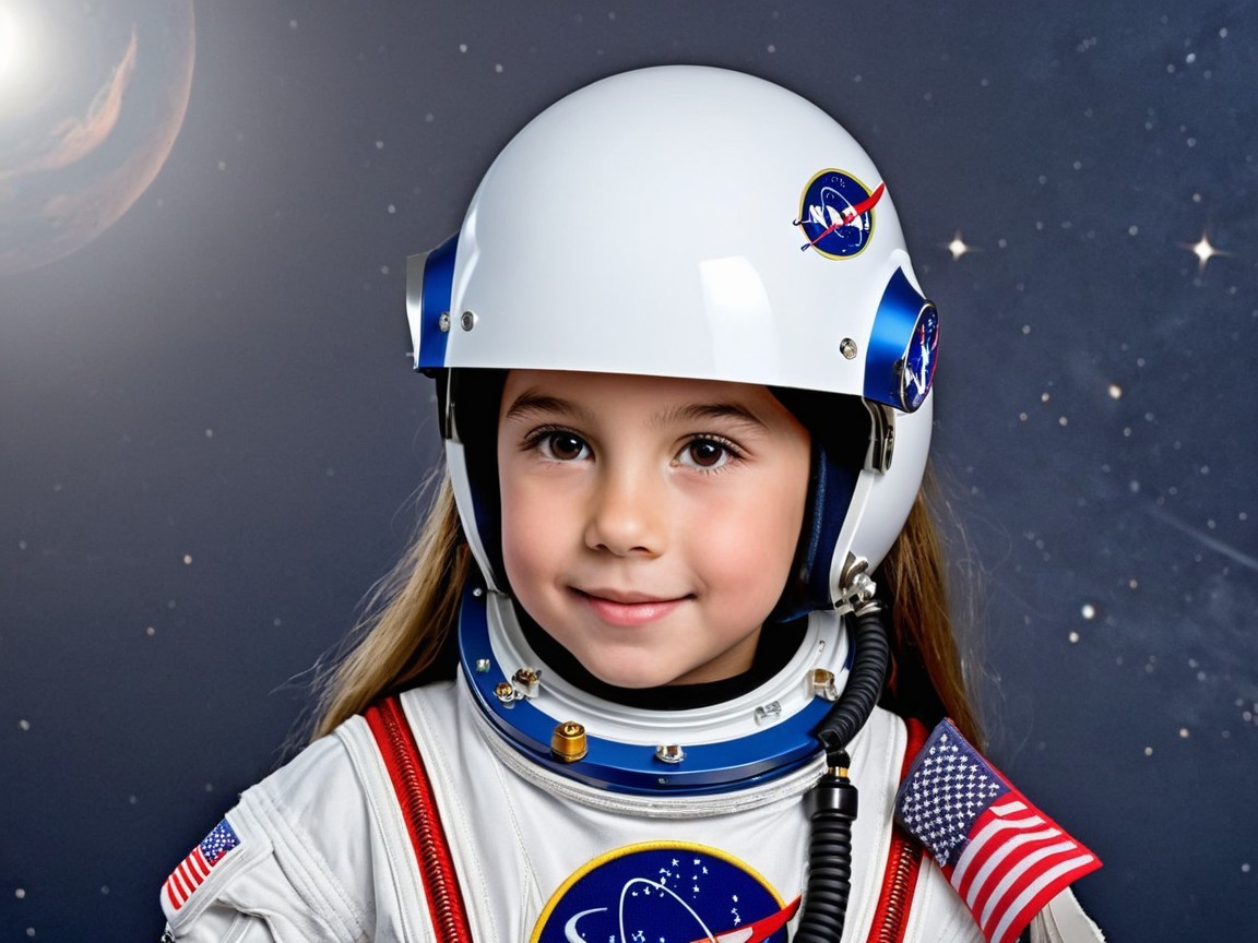 Portrait of a Young Girl in an Astronaut Suit