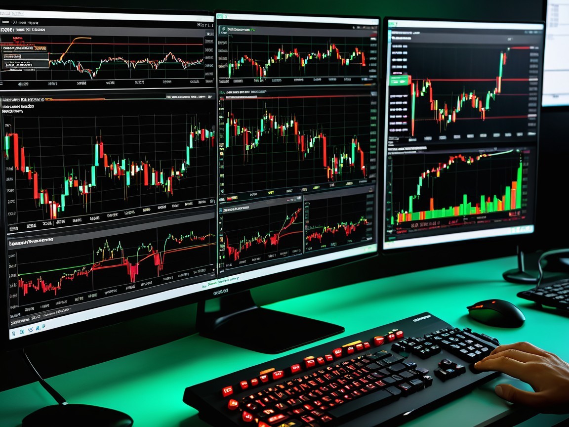 Modern Trading Setup with Multiple High-Resolution Monitors