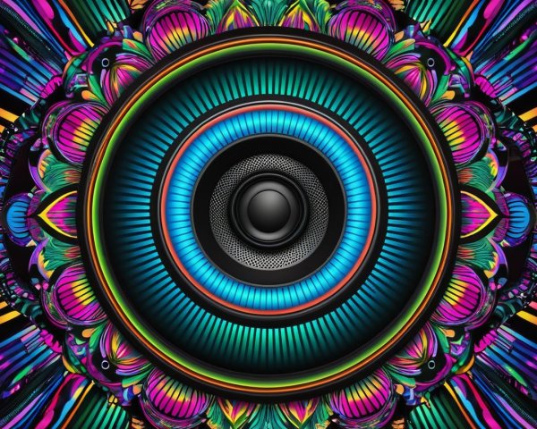 Psychedelic Fractal Art of a Circular Speaker Design