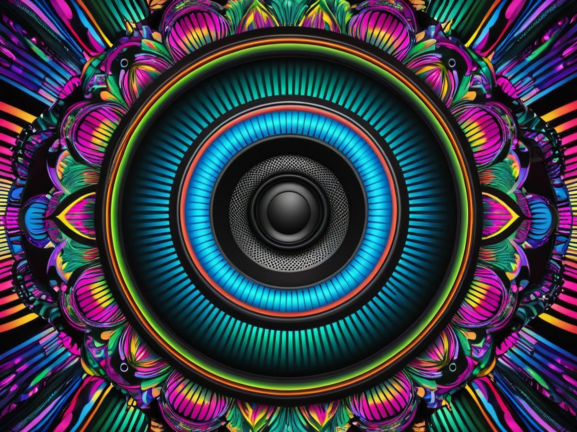 Psychedelic Fractal Art of a Circular Speaker Design