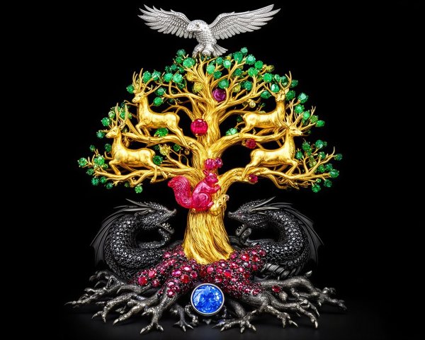 Intricate Jewelry Depicting Mythical Scene with Deer