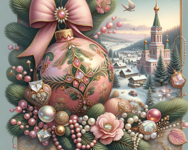 Detailed Digital Painting of a Pink Christmas Bauble