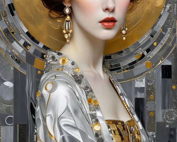 Art Nouveau Portrait of a Woman with Golden Accents