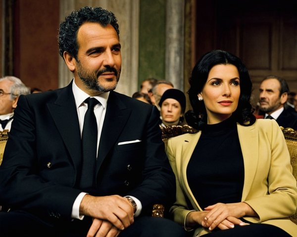 Stylish Couple in Formal Attire Captured in Full Shot