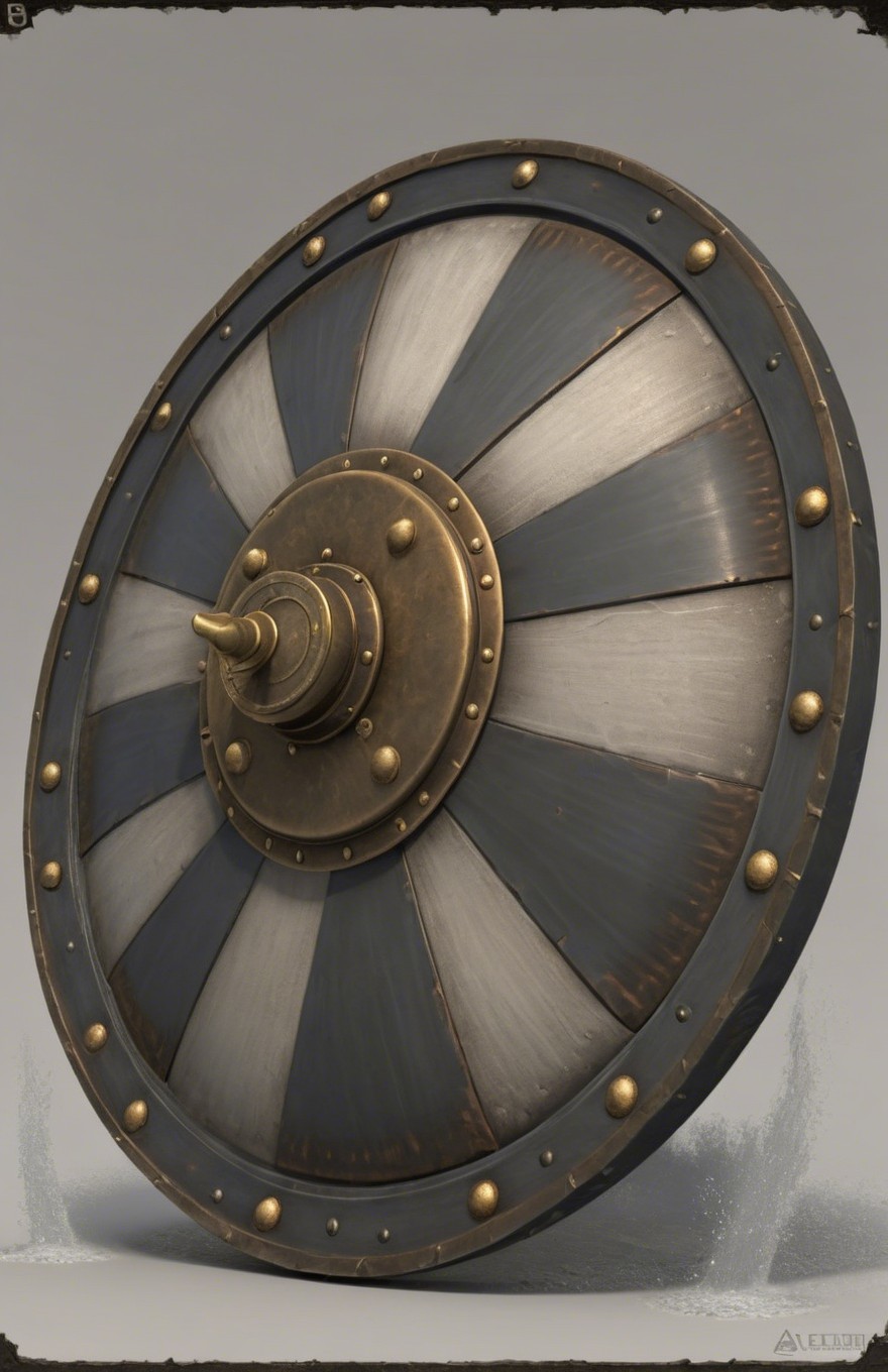 Round shield with black rim and gold studs design