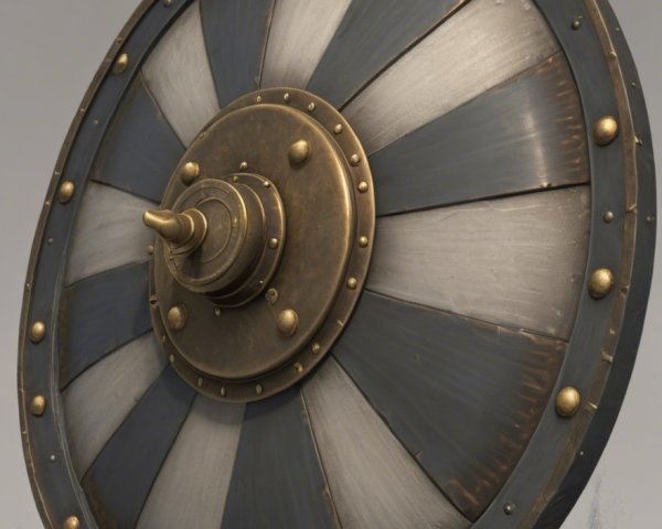 Round shield with black rim and gold studs design