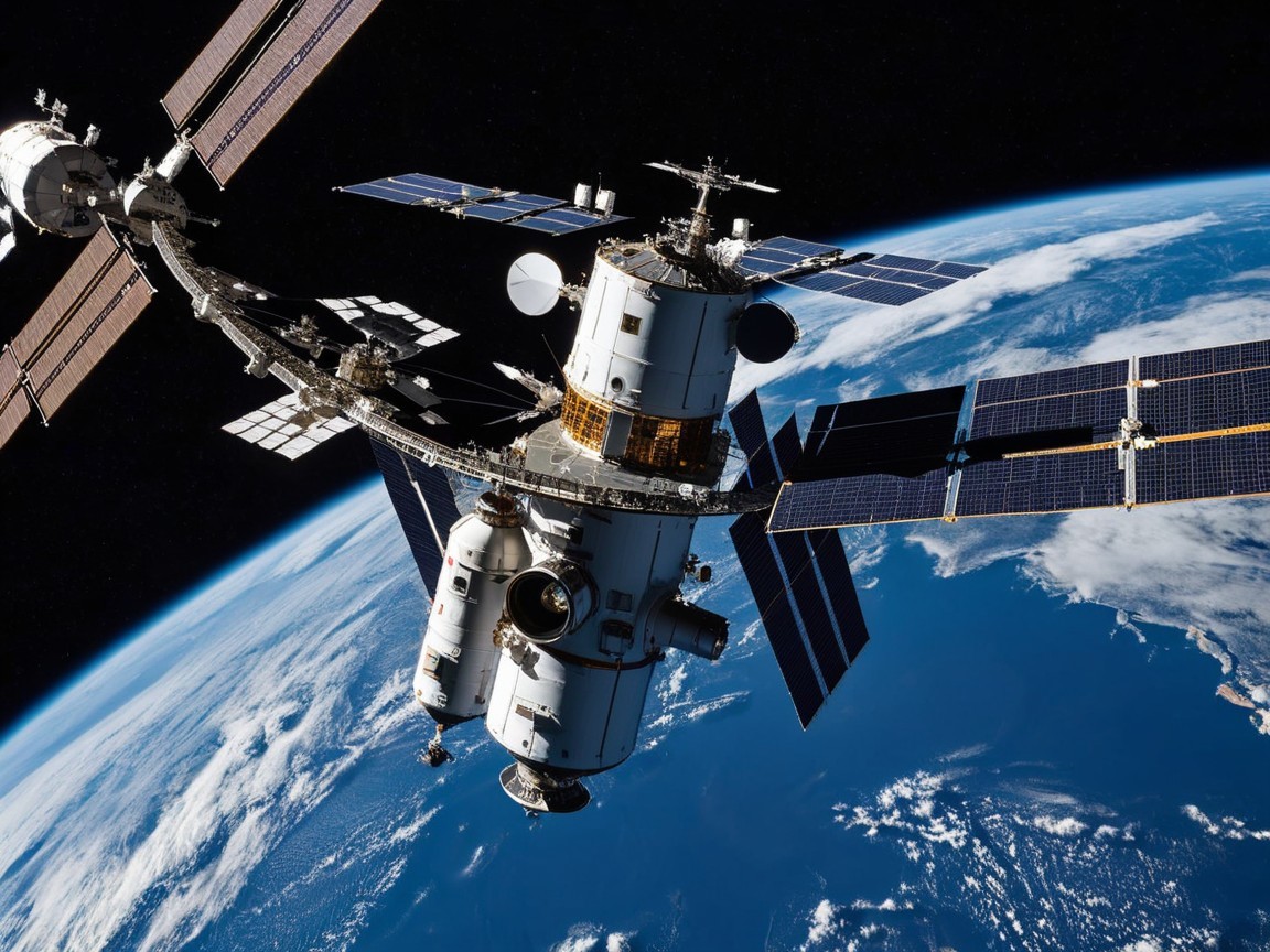 International Space Station Above Earth in Orbit