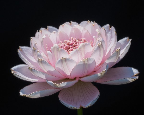 Pink Lotus Flower Against Black Background