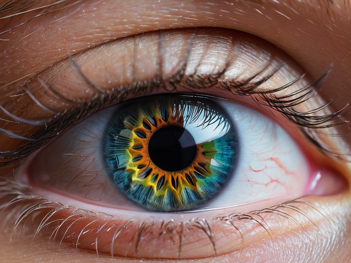 Close-Up of a Detailed Human Eye with Vibrant Iris Colors