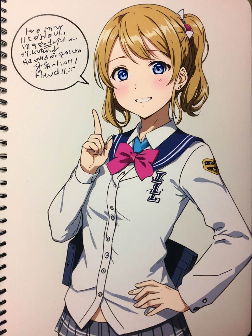 Anime-Style Illustration of Cheerful Girl in School Uniform