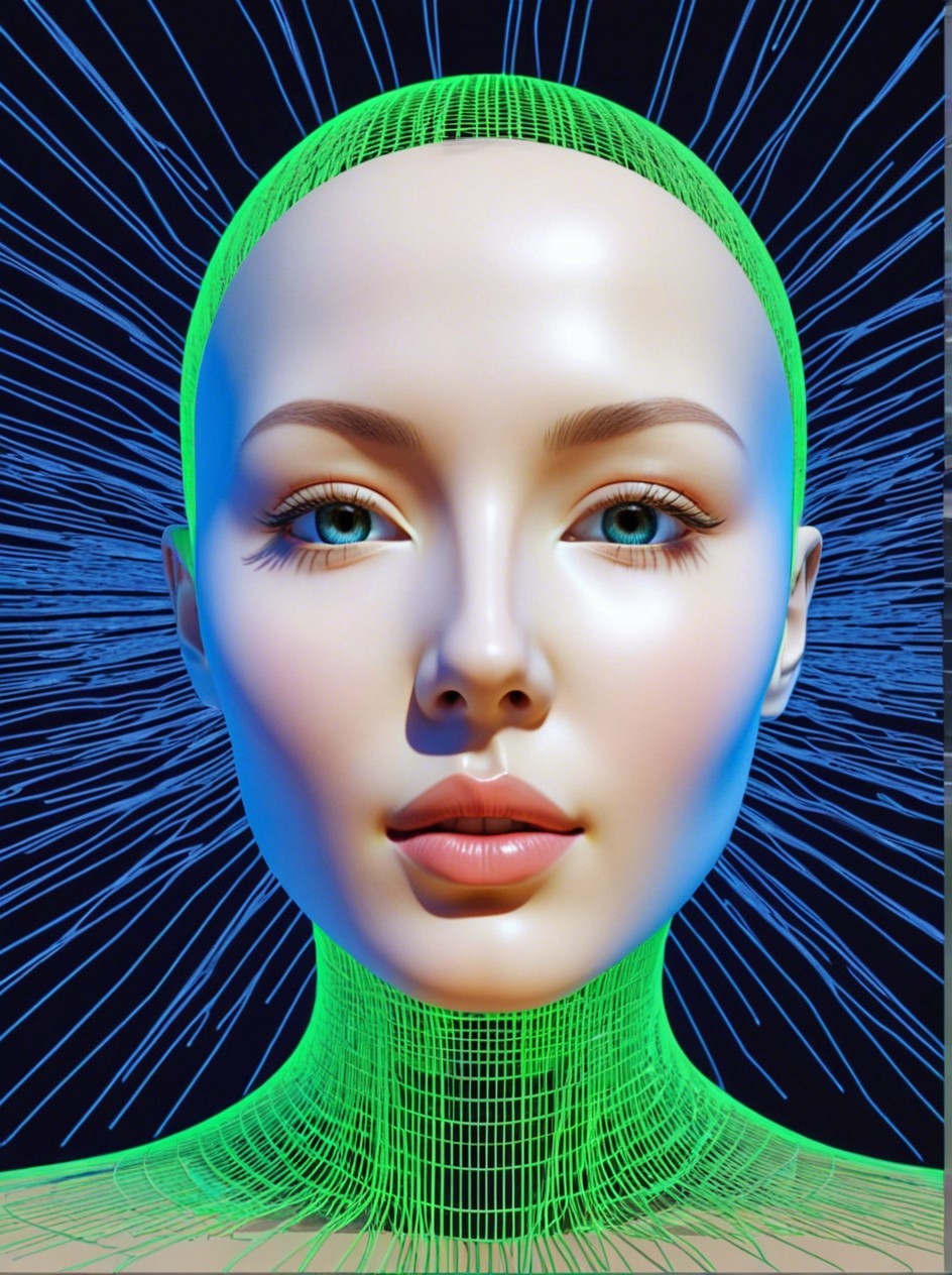 Hyperrealistic Android Head Render with Neon Accents
