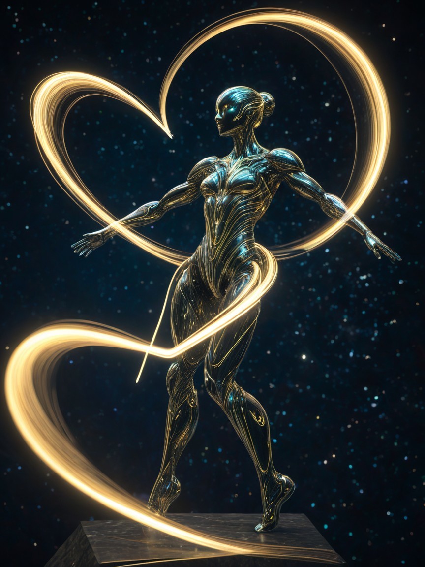 Detailed Sci-Fi Female Android in Cosmic Setting