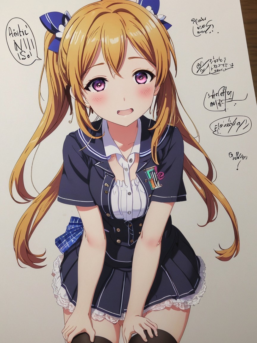 Anime Character with Pigtails and School Uniform Details