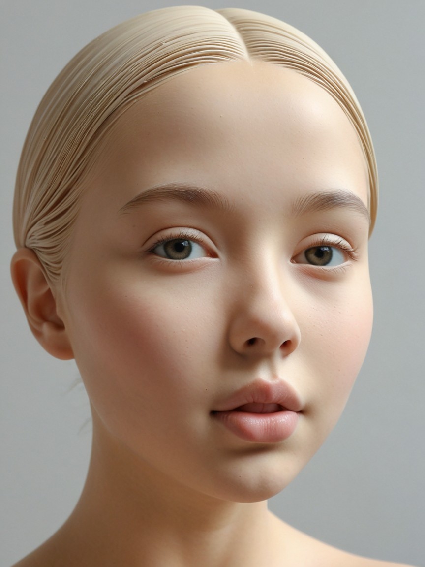 Close-Up of a Young Woman with Pale Skin and Dark Blonde Hair