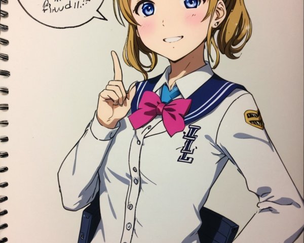 Anime-Style Illustration of Cheerful Girl in School Uniform