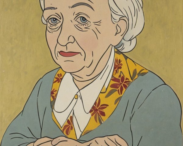 Anime-Style Portrait of a Middle-Aged Woman