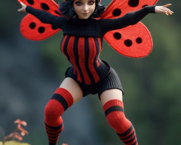 3D Render of a Woman in Superhero Costume on Log