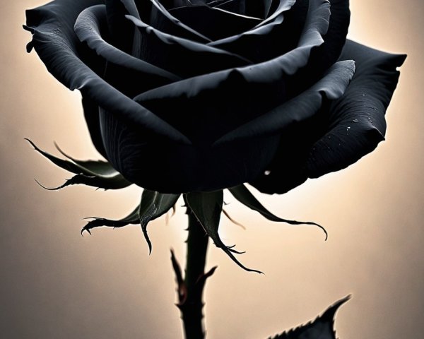 Black Rose in Low-Angle Shot on Gradient Background