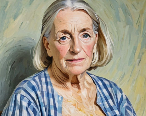 Close-Up Portrait of an Older Woman in Van Gogh Style