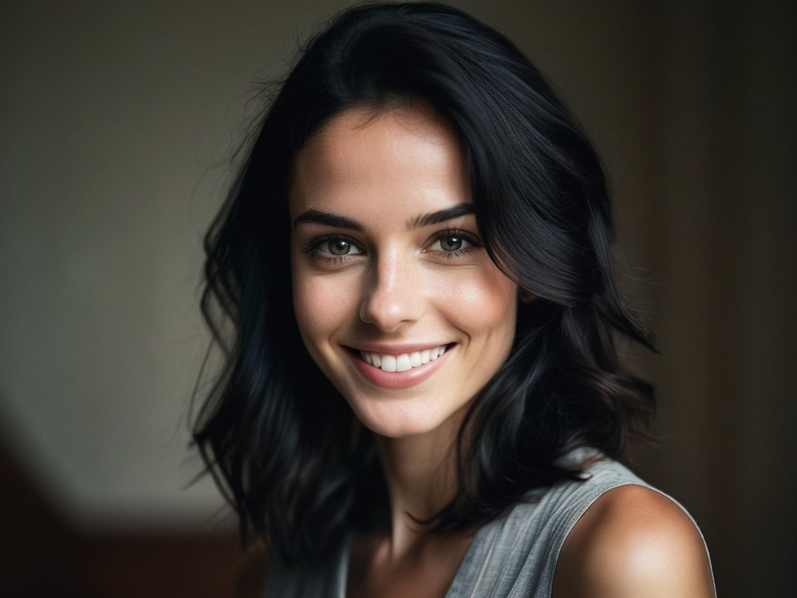 Close-Up Portrait of a Young Woman with Fair Skin