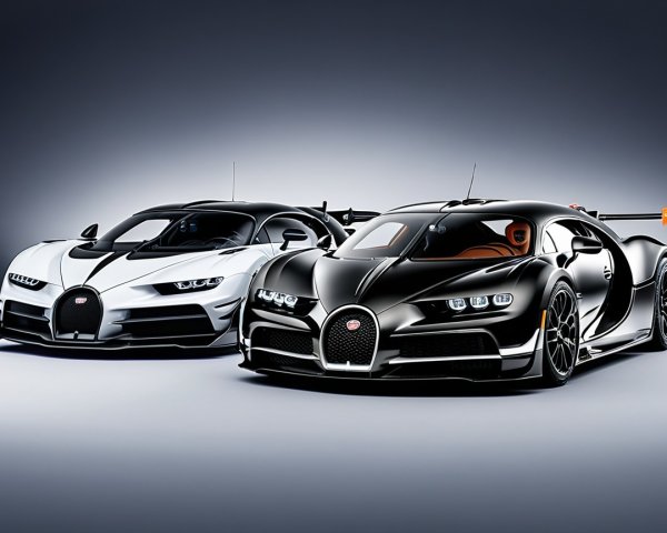 Luxurious Bugatti Chiron Models in Studio Setting