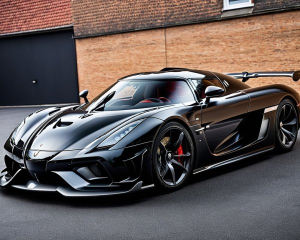 Black Koenigsegg Jesko Attack on Dark Gray Asphalt Road