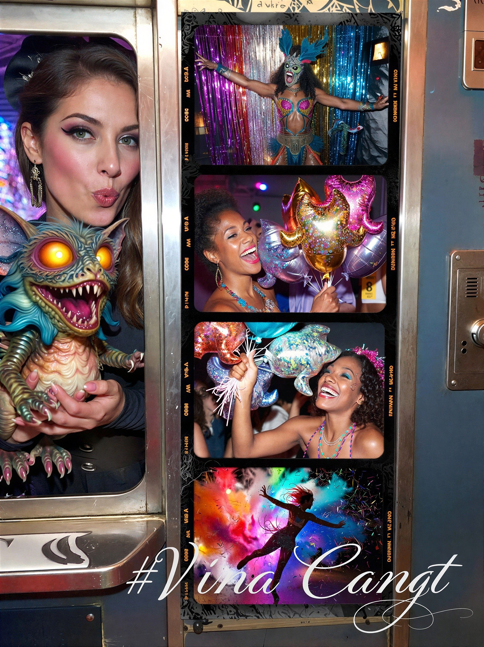 Party Collage Featuring Diverse Scenes and Characters