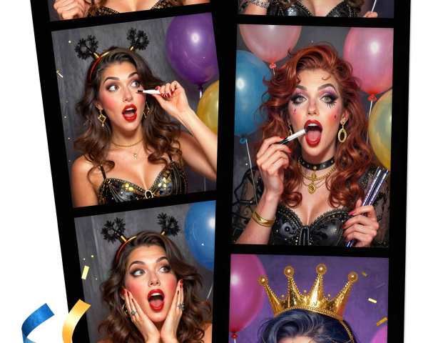 Photobooth Template Featuring Birthday Celebration Poses