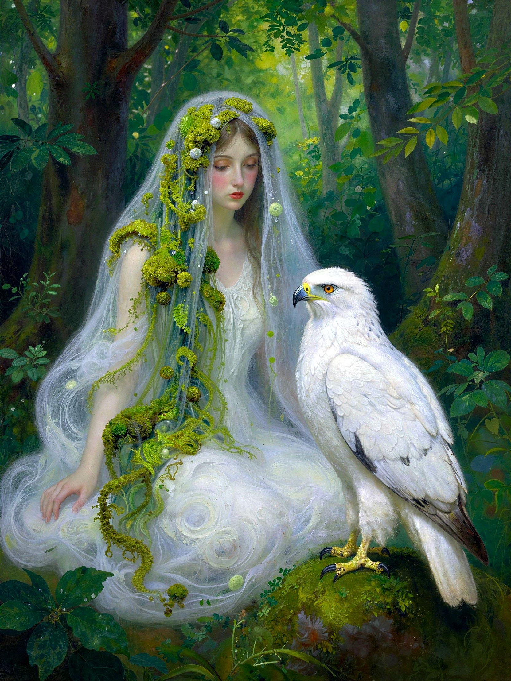Fantasy Oil Painting of a Nature Spirit in a Forest