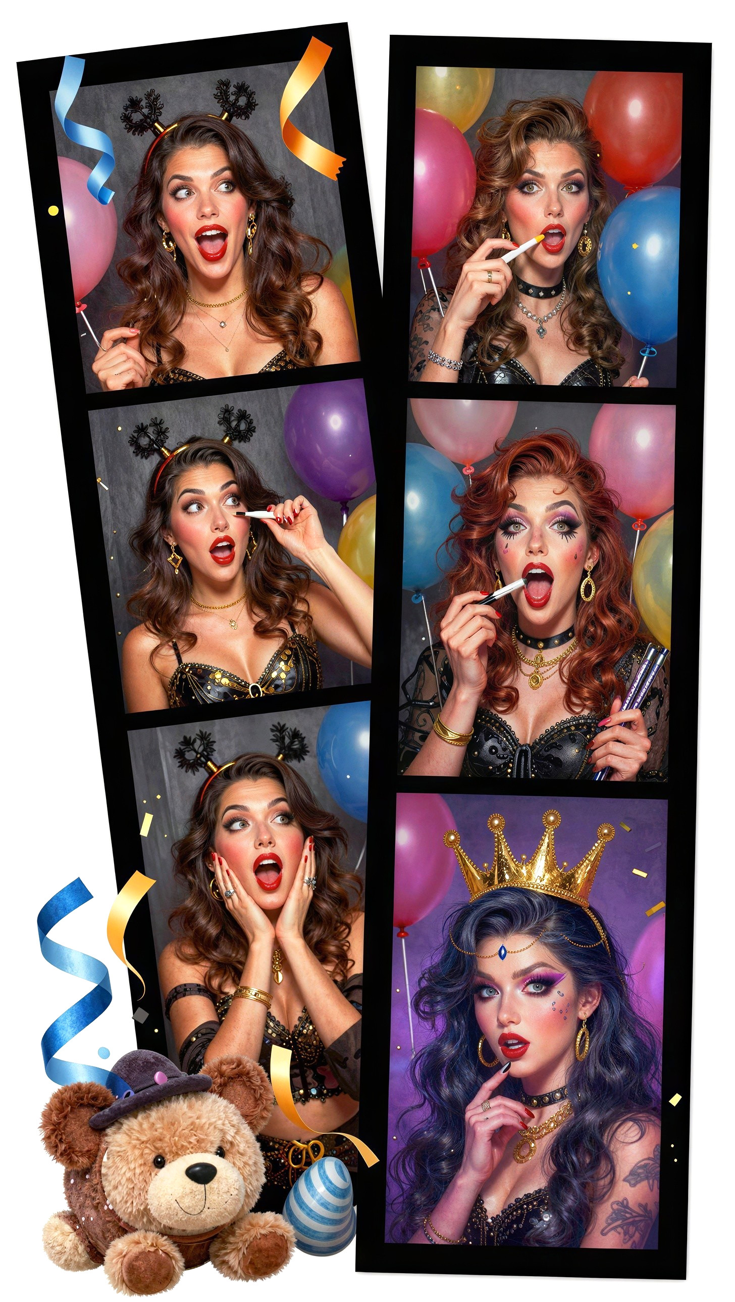 Photobooth Template Featuring Birthday Celebration Poses