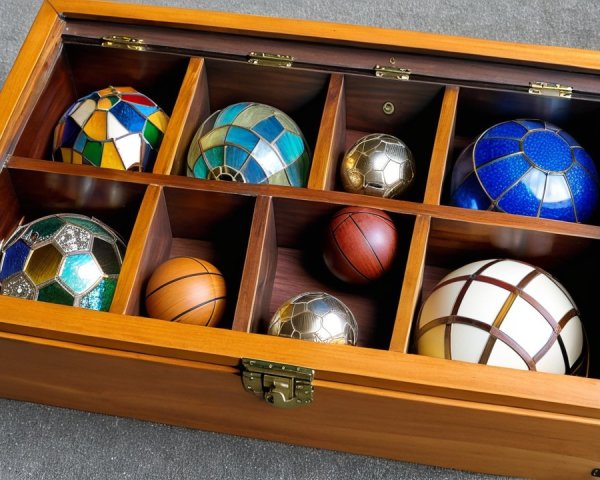 Wooden Display Box with Glass Lid and Nine Compartments