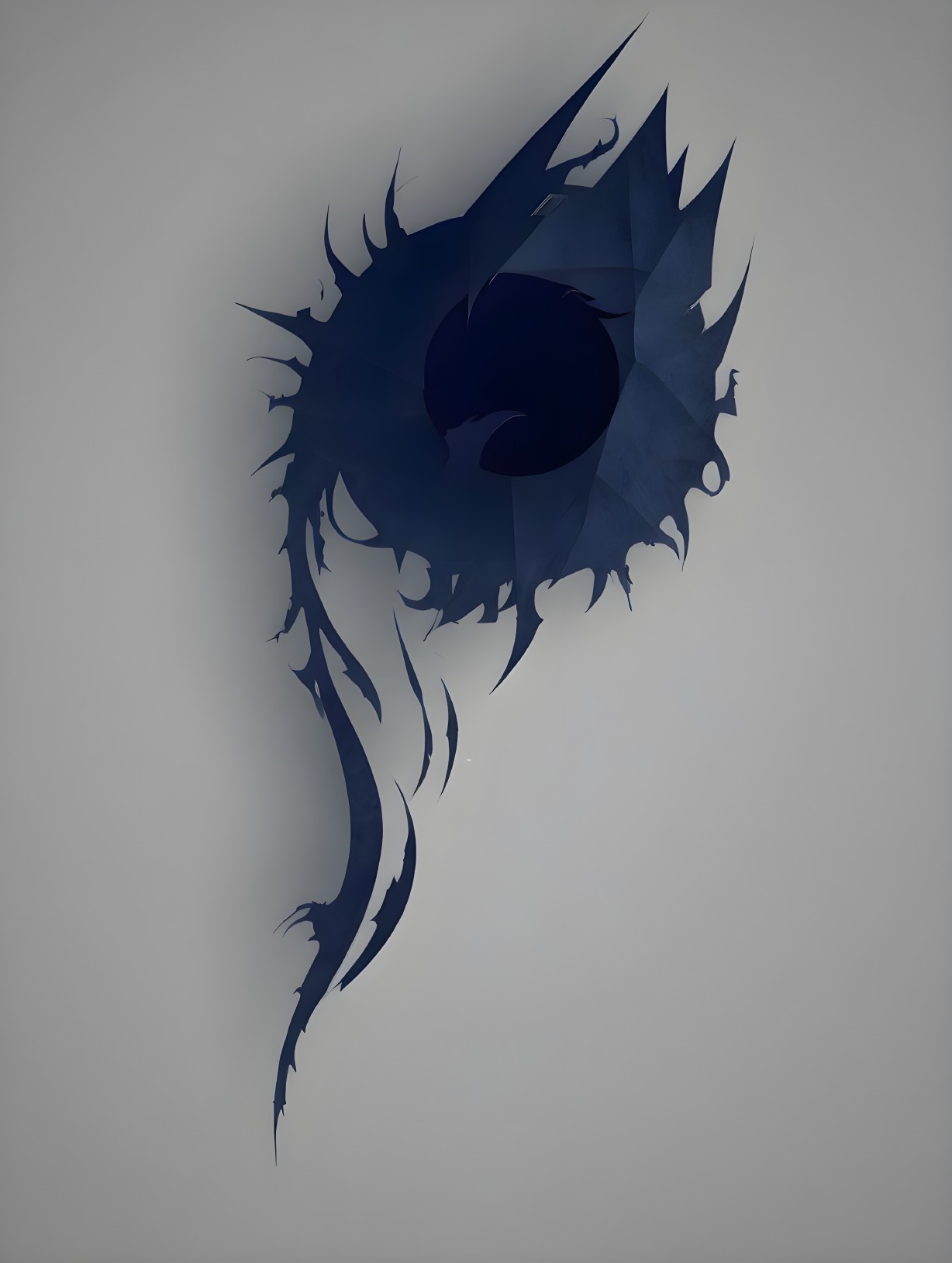Abstract Navy Blue Vortex Design on Gray Background