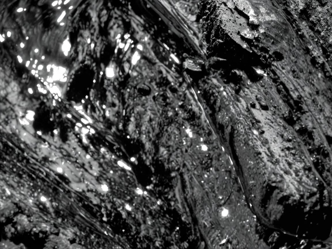 Grayscale Macro Photo of Textured Wet Rock Surface