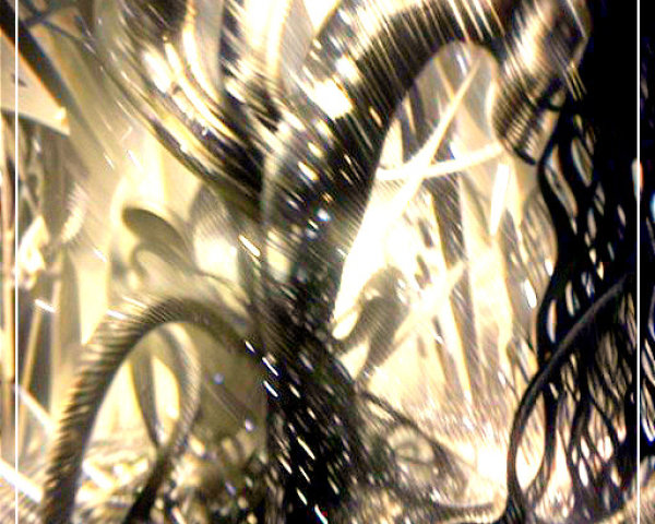 Abstract Landscape with Dark Wires and Bright Speckles