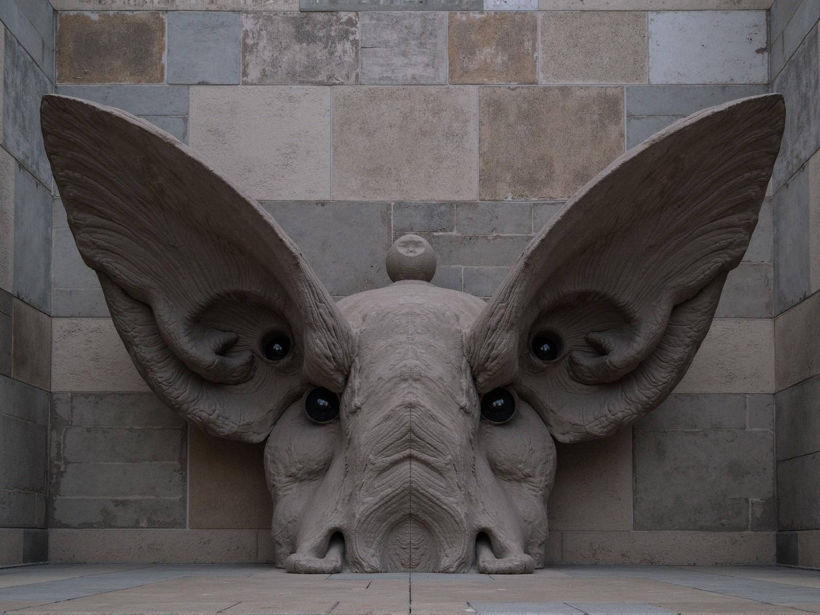 Large Abstract Elephant Head Sculptural Installation