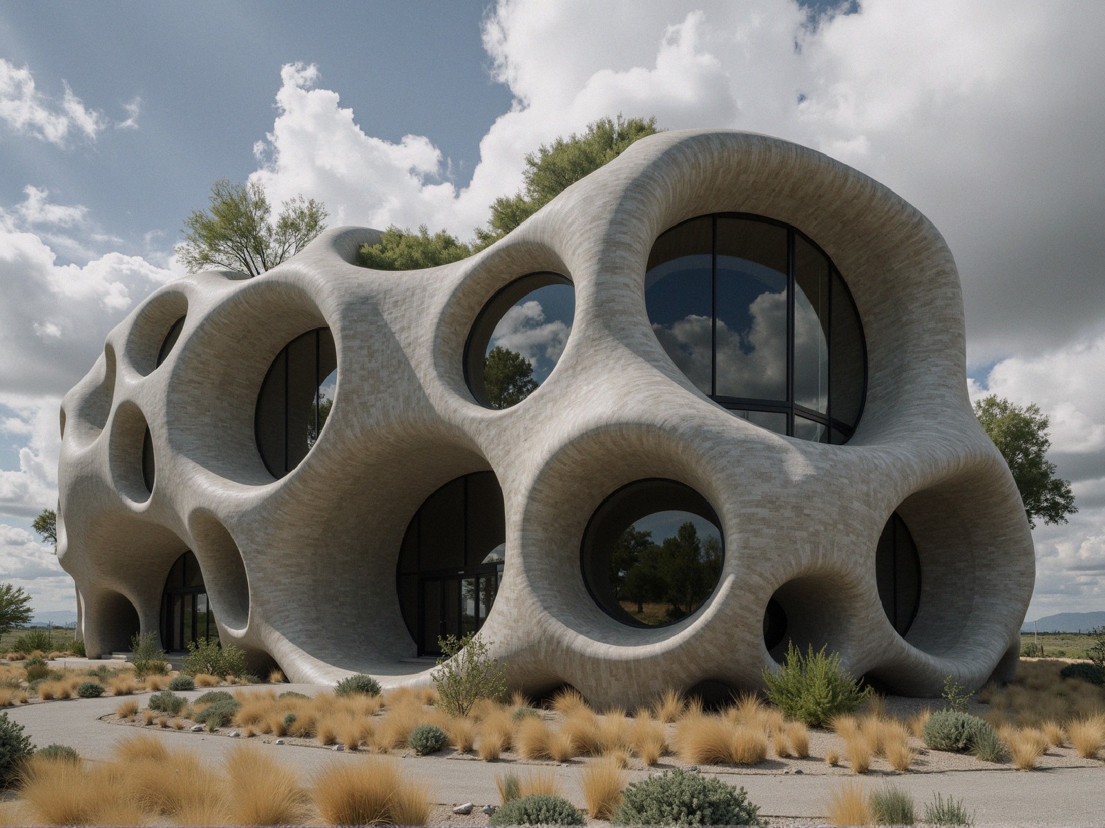 Modern Building with Organic Bubble-Like Facade