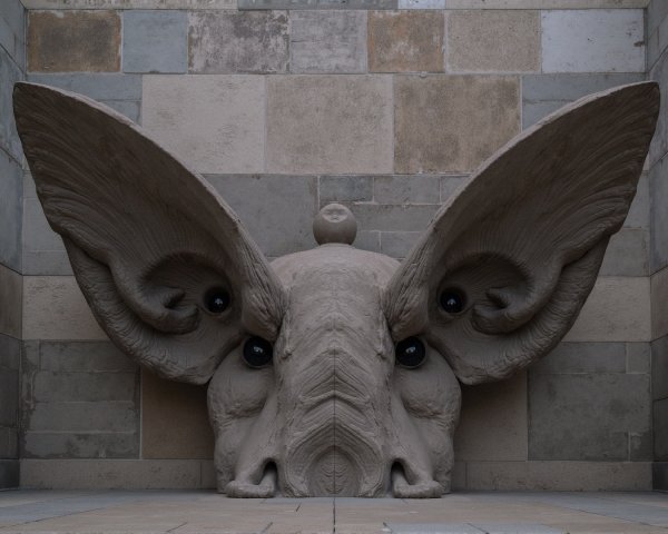 Large Abstract Elephant Head Sculptural Installation