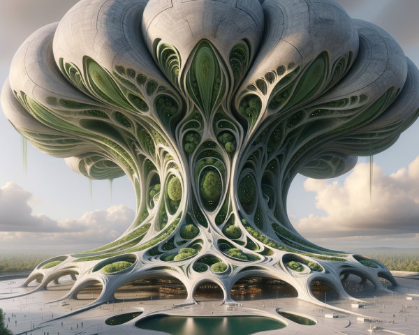 Futuristic Organic Tree-Inspired Architectural Structure