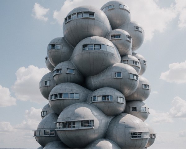 Innovative Architectural Structure with Metallic Pods