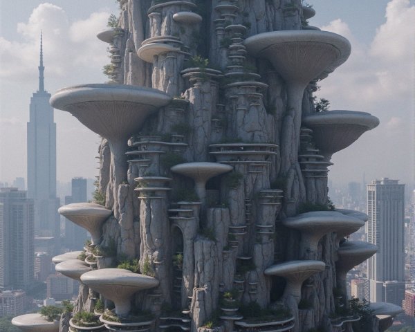 Futuristic skyscraper design with nature integration