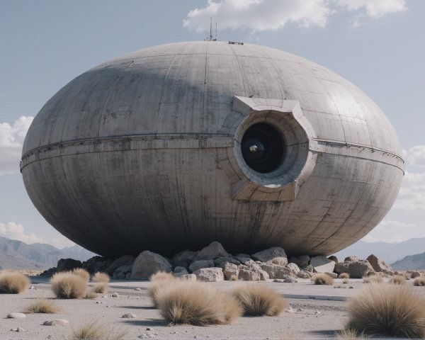 Futuristic Circular Structure in Desert Landscape