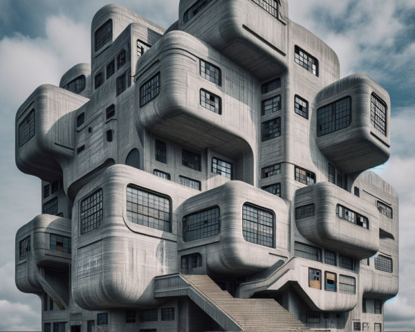 Modern Building with Organic Shapes and Curved Surfaces