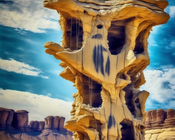 Sandstone Tower Formation in Desert Landscape
