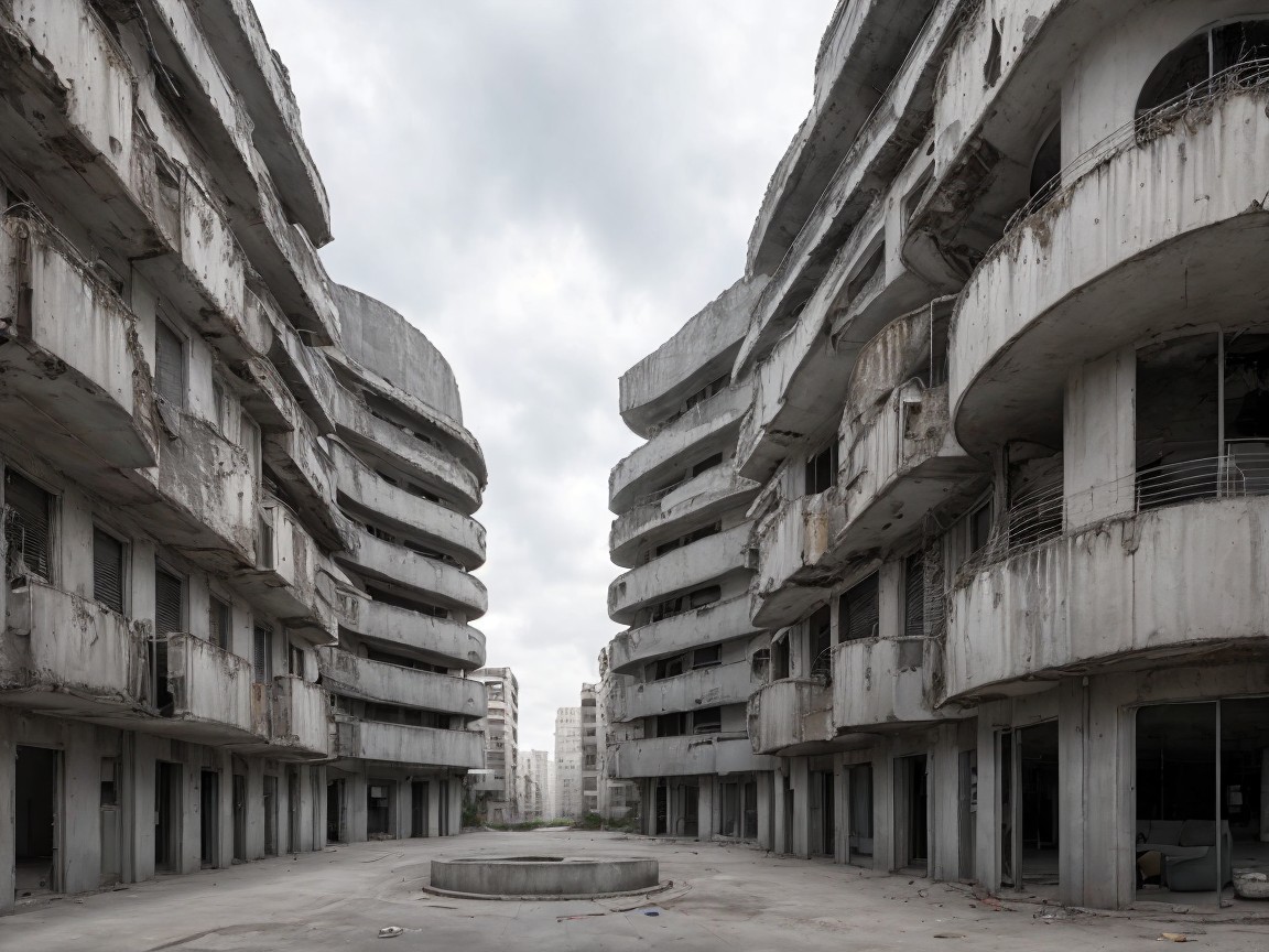 Desolate Urban Landscape with Decaying Buildings
