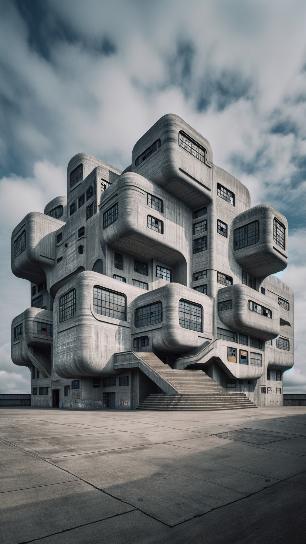 Modern Building with Organic Shapes and Curved Surfaces