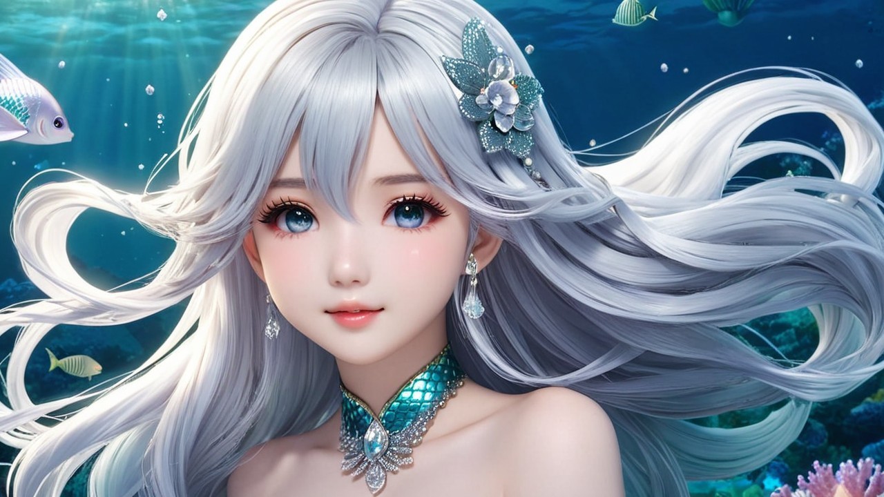 Magical Underwater Scene with Ethereal Character