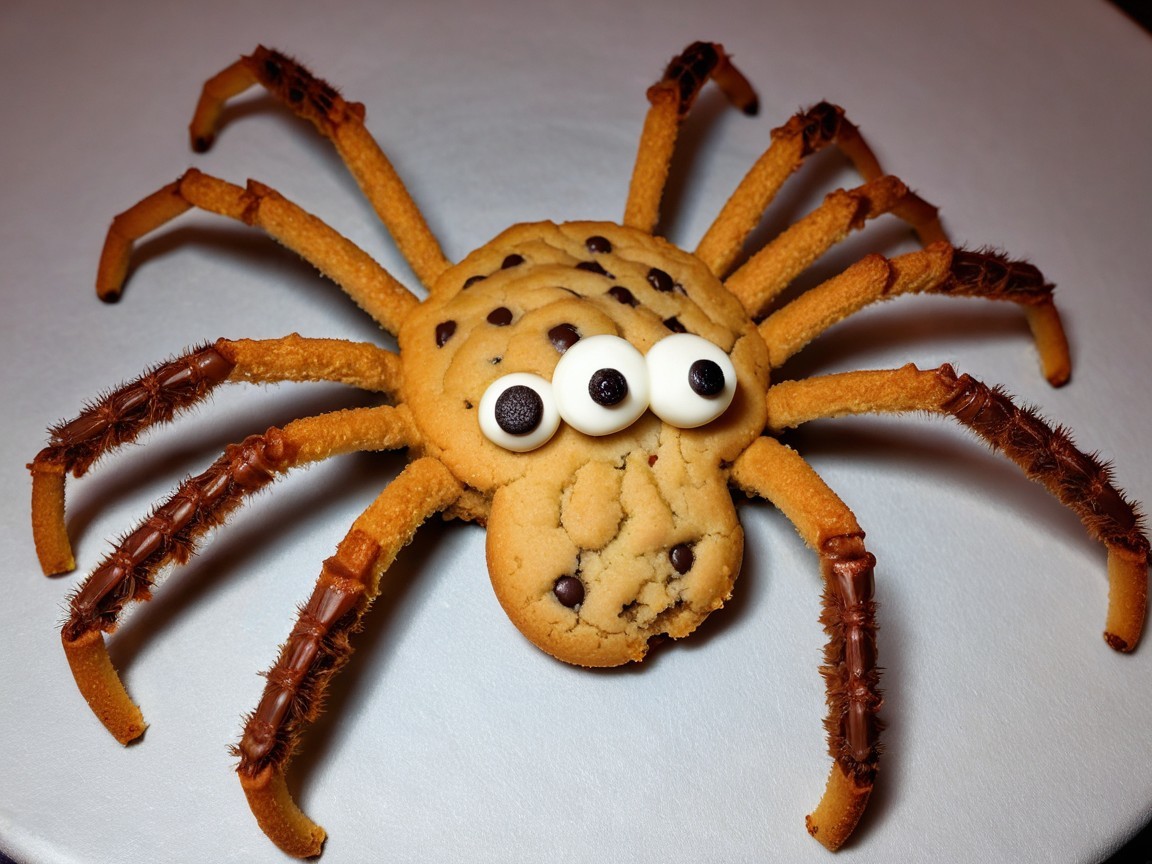 Spider-Shaped Cookie with Chocolate Accents and Legs