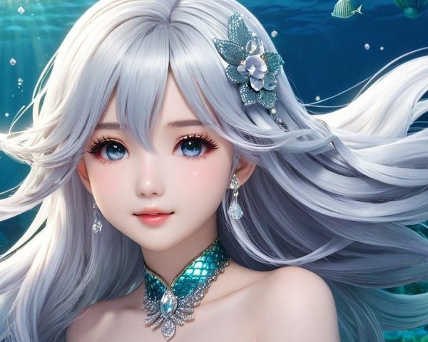 Magical Underwater Scene with Ethereal Character