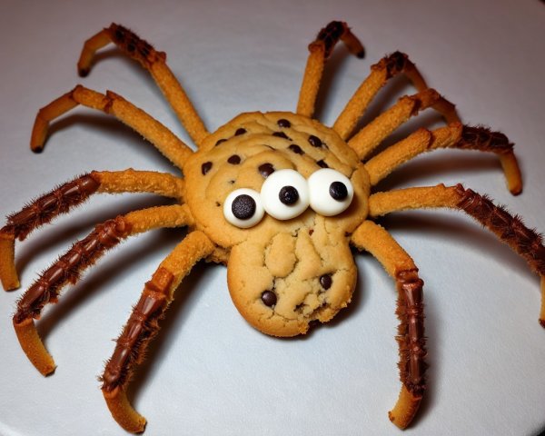 Spider-Shaped Cookie with Chocolate Accents and Legs